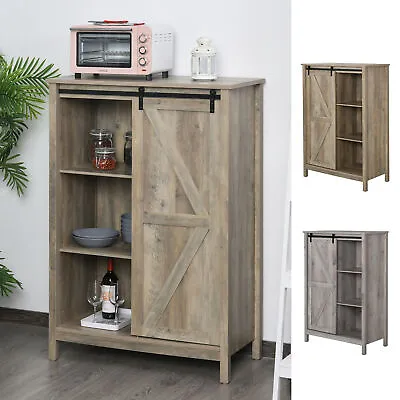 Storage Cabinet Home 3-Tier Organizer With Barn Door Shelf Freestanding • $145.99