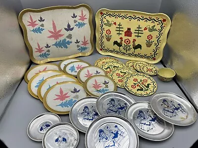 Vintage Childs Tin/Metal Dish Sets And Serving Trays Lot • $9.99
