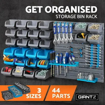 $48.97 • Buy Wall Mounted Tool Storage Rack Set Peg Board Garage Shed Organiser 28 Bins Bolts
