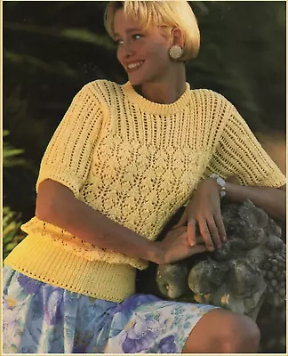 Ladies Top Knitting Pattern Classic Cotton Summer DK 30-40  1401 • £2.09