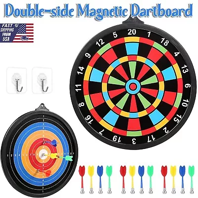 13.5  Magnetic Dartboard Dart Board Game Set Indoor Outdoor Games Gift For Kids • $26.27