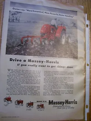 Vintage Massey Harris Advertising  -mh  44 Special  Tractor / 4 Btm Plow • $16.50