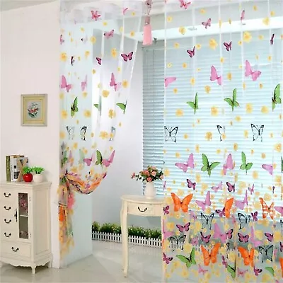 Butterfly Patterned Window Curtains Translucent Romantic Valentine's Day Gift • $11.34