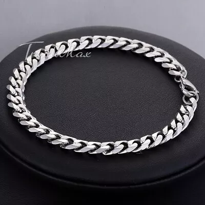 3/5/7mm 10inch Silver Curb Cuban Link Anklet Stainless Steel Chain For Men Women • $8.99