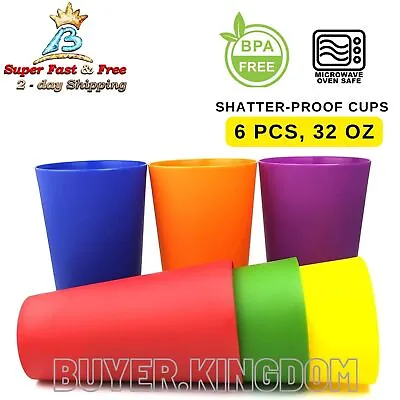 $21.67 • Buy Large Plastic Tumblers Reusable Drinking Cups Picnic Beverage Glasses Stackable