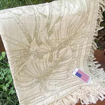 Tropical Breeze Throw Decorative Toile Matelasse Palm Fern Cactus 50x60  NEW • $21