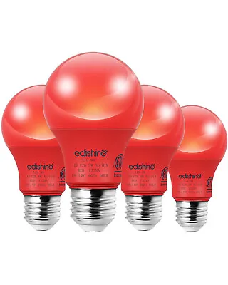 EDISHINE 4-Pack Red Light Bulb 9W A19 LED Led Light BulbE26 Medium Base • $11.89