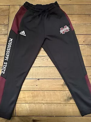 Mens Adult Medium Adidas Mississippi State Bulldogs Black Jogger Sweat Pants • $19.95