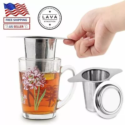 Stainless Steel Mesh Tea Infuser Metal Cup Strainer Loose Leaf Filter With Lid • $8.82