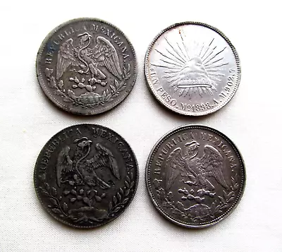 Lot Of 4 Mexico Cap & Rays Silver Pesos/8 Reales ~ Old Mexico Silver Birds • $185