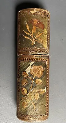 Antique 19th Century Straw Marquetry Soft Ticket Message Case • $41.12