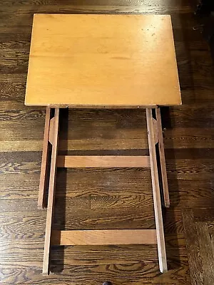 Vintage Folding Drafting/Architect Table Maple Top/Oak Base Adjustable Height • $199