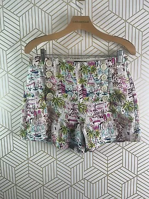 J.Crew Harbor Print Linen Lyocell High “F” Waist Sailor Shorts Women's Size 8 • $16.99