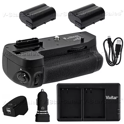 Battery Grip For Nikon D7100 + 2x EN-EL15 Batteries + USB Dual Charger + Remote • $87.67