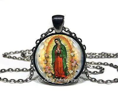 Our Lady Of Guadalupe (Nuestra Virgen De Guadalupe) - Glass Pendant Necklace  • $12.09