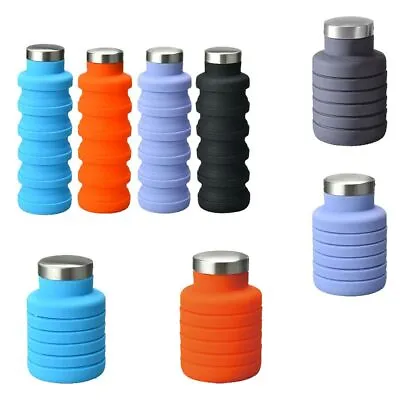 Foldable Water Bottle 500ml Collapsible Silicone Drink Outdoor Safe Non-Toxic • £7.65