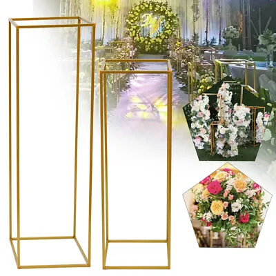 2x Flower Metal Rack Vase Stand Art Geometric Column Wedding Party Stand Decor • $50