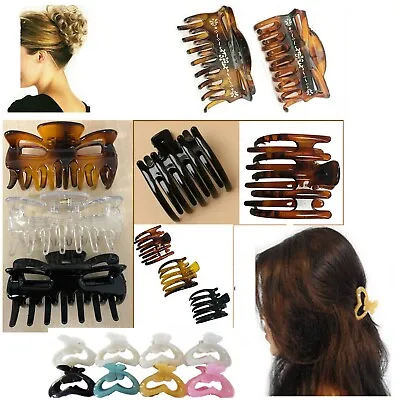 £5.99 • Buy 3 Hair Claw Clip Clamp LARGE Butterfly Grip Bulldog Up Updo Styling Section Hold