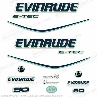 Fits Evinrude 90hp E-Tec Decal Kit - Aqua - Decal Reproductions In Stock • $109.95