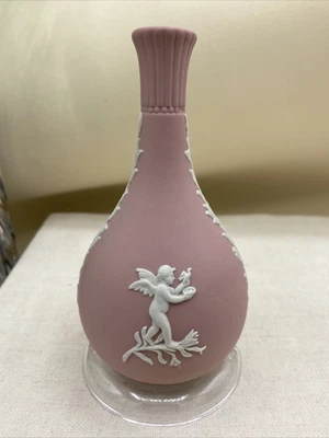 $19.99 • Buy Vintage Wedgwood Jasperware Pink Seasons Cherub Bud Vase 5.25” Tall