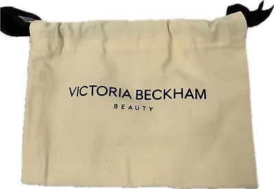 VICTORIA BECKHAM BEAUTY Makeup Drawstring Bag 8” X 6” Ivory Canvas Black Ribbon • $7.95