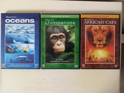 Disney Nature Lot Of 3 Educational Dvd's Oceans African Cats Chimpanzee • $9.99