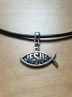 £3.25 • Buy Jesus Leather Necklace 17 Inch Mens Womens Tibetan Silver Pendant