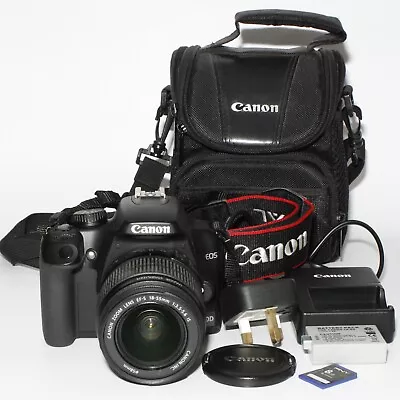 Canon EOS 1000D Digital SLR With EF-S 18-55 IS Lens Battery SD Card Charger Case • £149.95