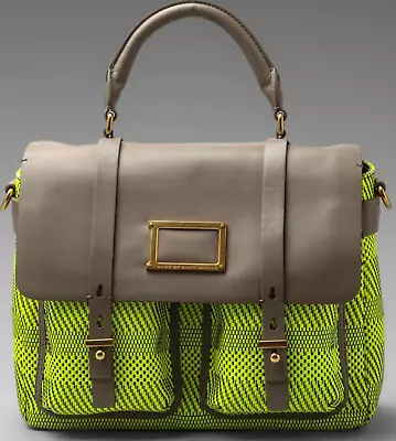 MARC JACOBS Werdie Weavy Green Woven Leather Top Handle SATCHEL Messenger Bag • $195.30