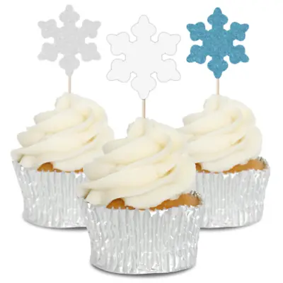 £3.49 • Buy Glitter Snowflake Cupcake Toppers 6/Pk Cake Decorating Baking Crafting