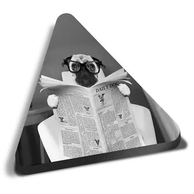 Triangle MDF Magnets - BW - Ny Pug Puppy Dog Reading Paper #36692 • £4.99