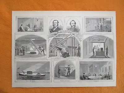 1894 Civil War Print - Union Ironclad  USS Monitor  Interior & Images Identified • $6.75