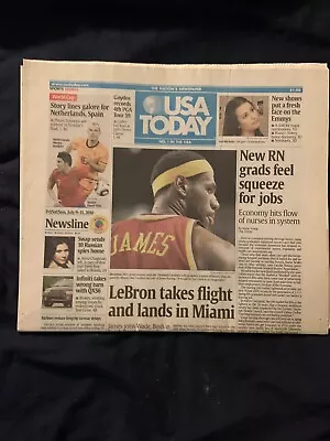 USA Today Newspaper Lebron James Signs With Miami Heat July 2010 • $19.99