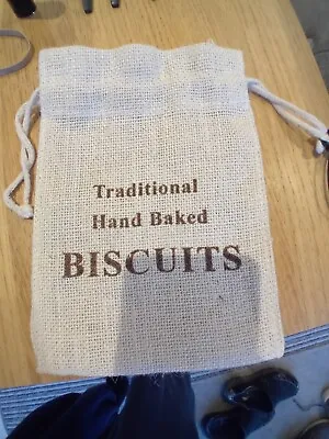 Traditional Hand Baked Biscuit Woven Material Bag With Ties. Empty Storage Bag • £1.99