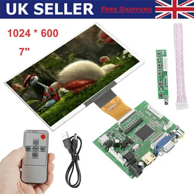 7 Inch TFT LCD Monitor Screen Driver Board Remote HDMI VGA 2AV For Raspberry Pi3 • £40.66