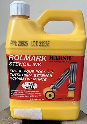 Marsh 20926 Rolmark Stencil Ink Yellow 1 Quart USA Waterproof Permanent • $27.50