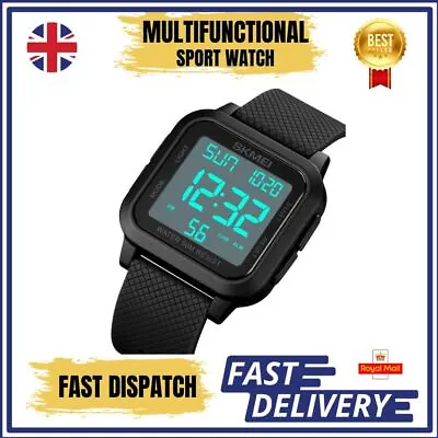 SKMEI Mens Electronic Waterproof Casual Digital Stopwatch Countdown Wrist Watch • £10.40