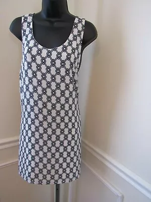 Made For Impulse Dress Macy’s Blue White Geometric Zipper Dress Size Medium • $9.99