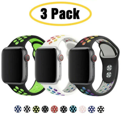 $16.14 • Buy 3 PACK Silicone Sport Band Strap For Apple Watch 8 7 6 5 SE IWatch 38 42 49 45mm