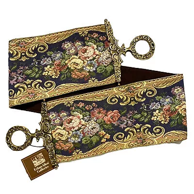 Ethan Allen Galleries Vintage Tapestry Wall Hanging Brass Ends • $49