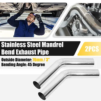 2pcs 45 Degree Bend 3  OD Car DIY Custom Mandrel Exhaust Pipe Stainless Steel • $48.39