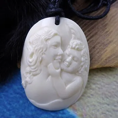 Mother And Child Cameo Pendant Necklace Gift For Her • $22