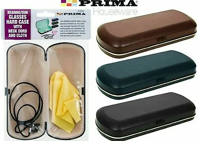 £2.99 • Buy Glasses Protective Case | Cleaning Cloth & Neck Cord Hard Plastic Shell Cover UK