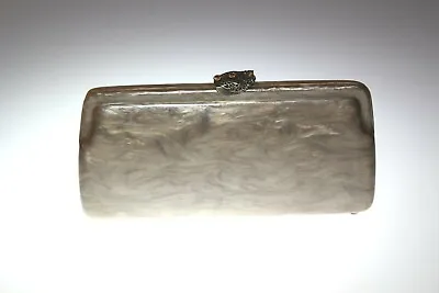 Vintage 50's Llewellyn  Lewsid Jewel  Beige Pearl Lucite Clutch Purse W/ Jewels • $125