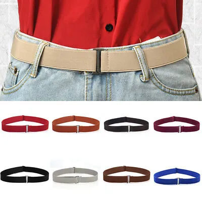 £2.87 • Buy Women Elastic Waist Belt Adjustable Flat Buckle Invisible Belt Casuai Fashion