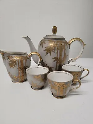 VINTAGE UCAGCO China Occupied Japan Porcelain Teapot Creamer tea Cups Bamboo • $89.95
