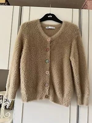 Zara Beige Fluffy Cardigan - Size L • £15