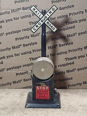 PRE-WAR MARX Rail Road Crossing Sign With Bell UNTESTED O-27 Gauge • $10