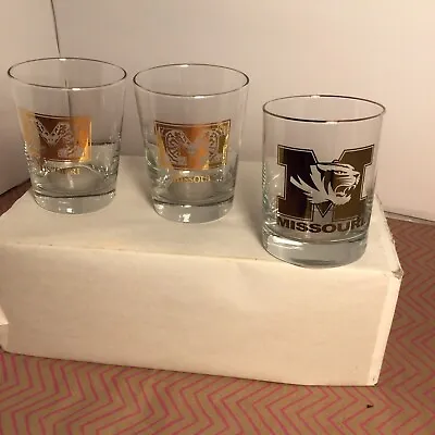 3 University Of Missouri Football Bar Drink Glasses  Mizzou Tigers Vintage • $1.98