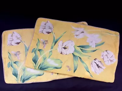 Zara Home Pillow Cover Cushion Yellow Linen Flowers Bees Decor Set Of 2 • $21.95